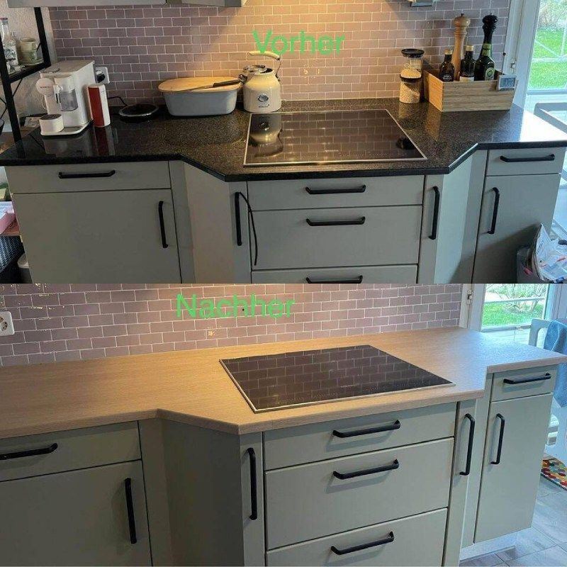 Vorher-Nachher-Bild einer Küche, Foto der Luxus Company GmbH