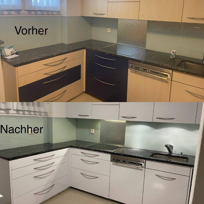 Vorher-Nachher-Bild einer Küche, Foto der Luxus Company GmbH