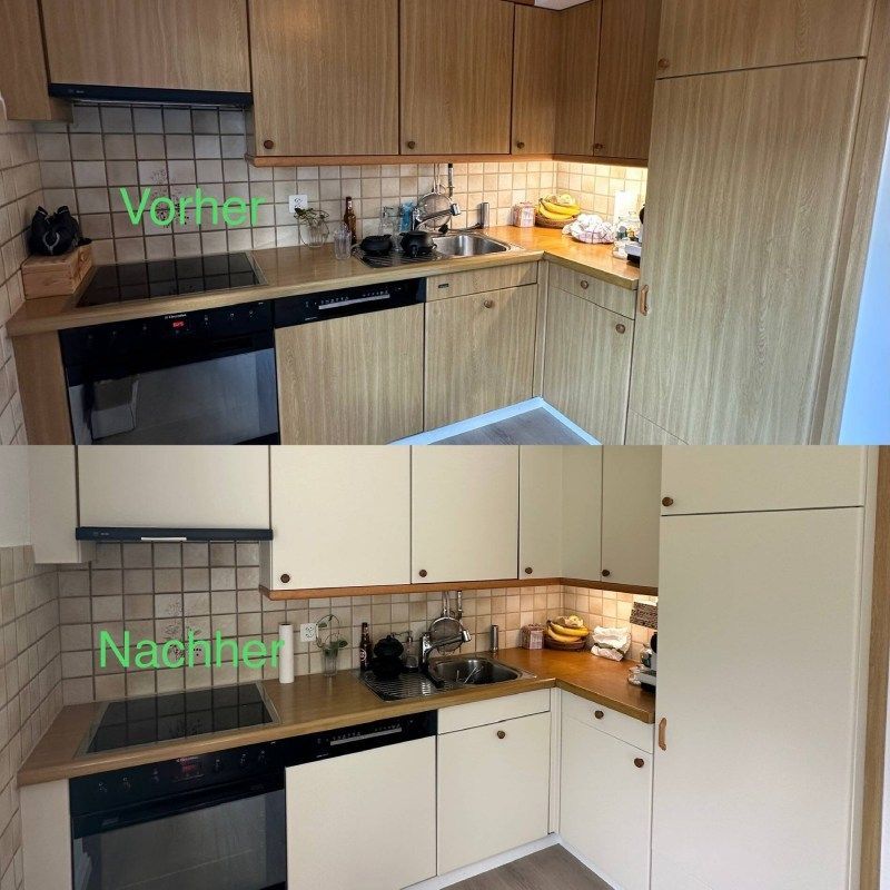 Vorher-Nachher-Bild einer Küche, Foto der Luxus Company GmbH