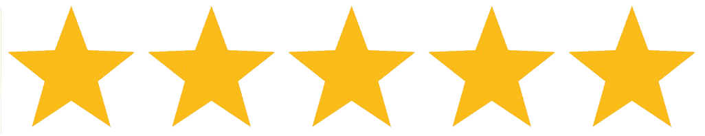 Cinco estrellas amarillas están alineadas en fila sobre un fondo blanco.
