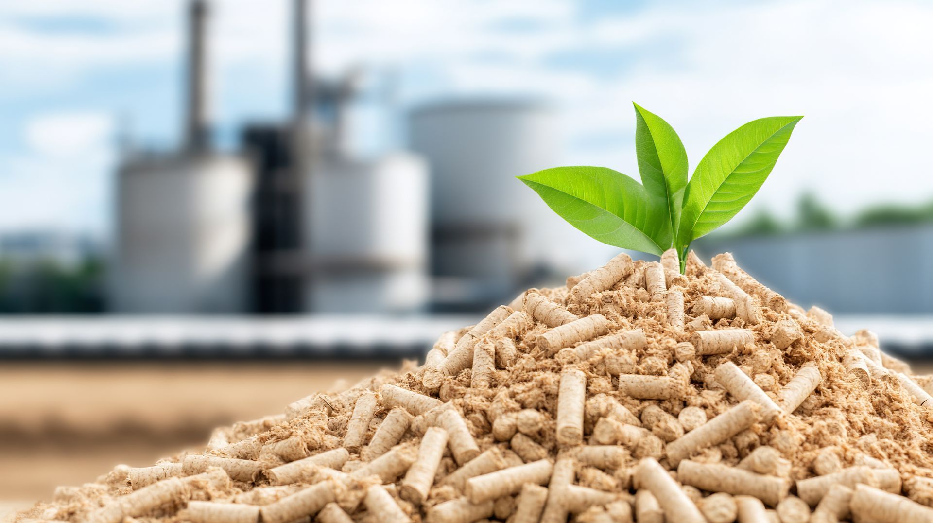 Petite plante dans des granulés