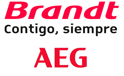 A logo for brandt contigo siempre aeg on a white background