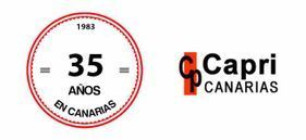 Se muestran dos logotipos de Capri Canarias sobre un fondo blanco.