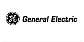 Un logotipo en blanco y negro para General Electric sobre un fondo blanco.