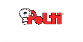 Un logotipo rojo y blanco para una empresa llamada poli