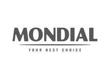 El logotipo de Mondial es en blanco y negro y dice 
