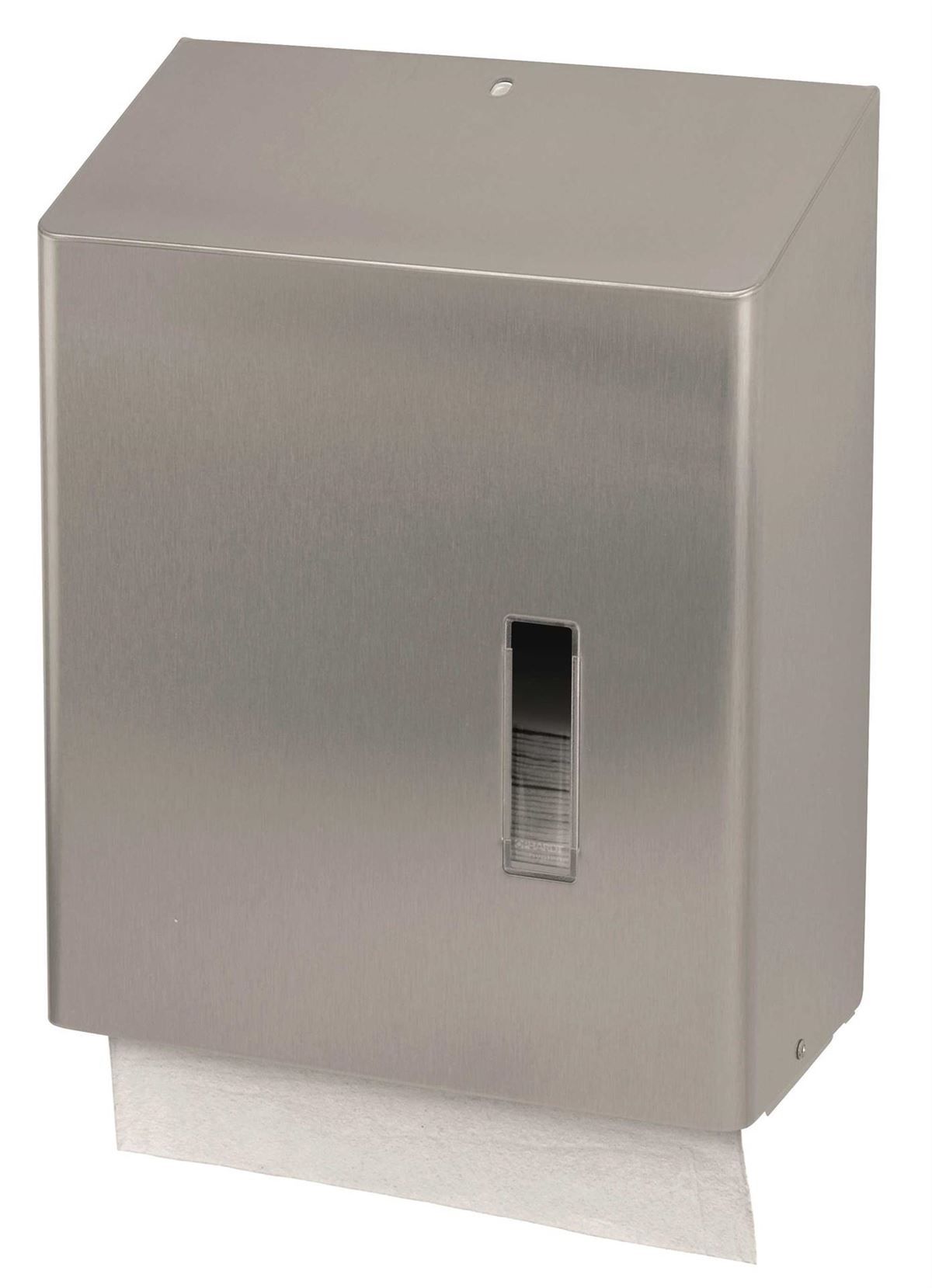 Falthandtuchspender Edelstahl mit Anti-Fingerprint-Beschichtung geeignet für alle Standartfalzarten sowie Interfoldpapier. Füllmenge: 750 Blatt