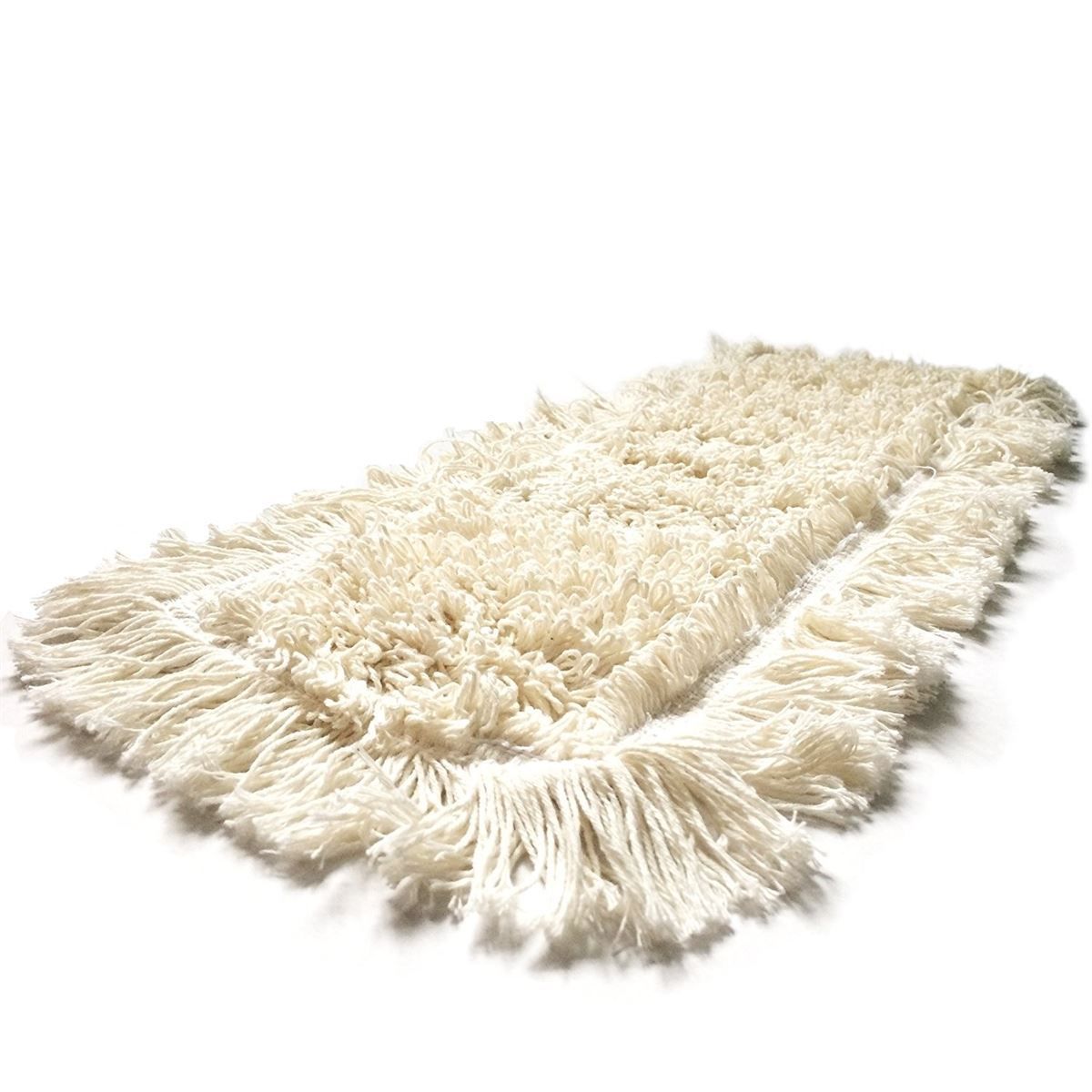 Auf einem weißen Untergrund liegt ein weißer Teppich mit Fransen.