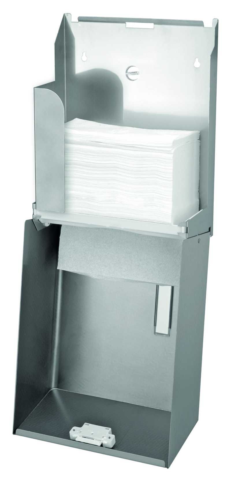 Falthandtuchspender Edelstahl mit Anti-Fingerprint-Beschichtung geeignet für alle Standartfalzarten sowie Interfoldpapier. Füllmenge: 750 Blatt