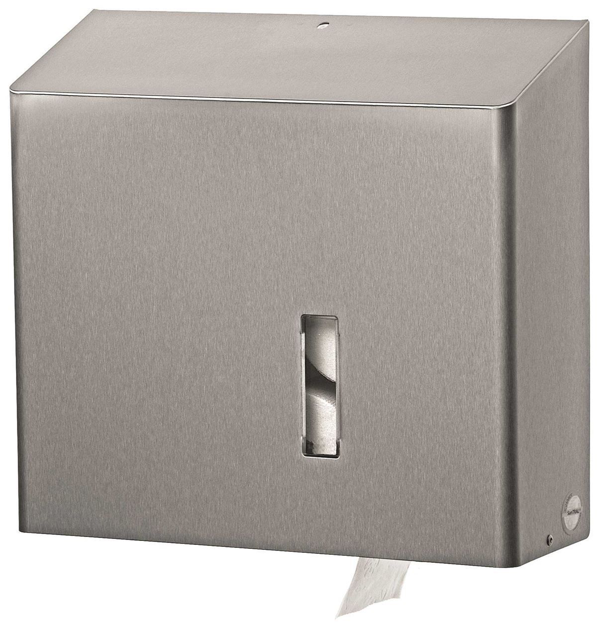 Hochwertiger und robuster Toilettenpapierspender für 4 Standardrollen aus Edelstahl mit Anti-Fingerprint-Beschichtung.