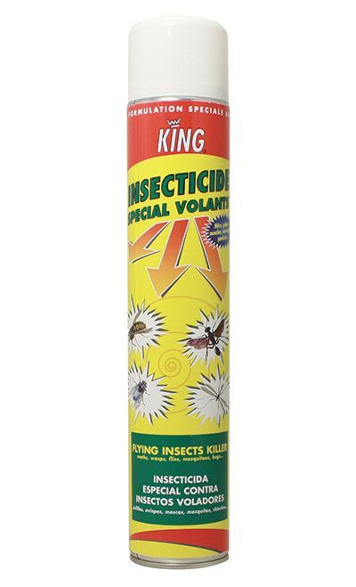 Eine Dose King-Insektizid mit gelbem Etikett