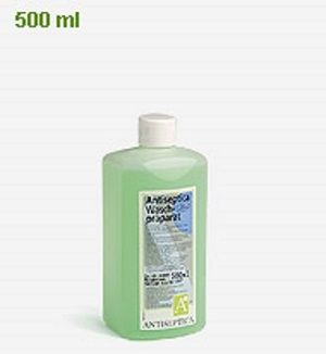 Eine grüne Flasche mit weißem Deckel auf weißem Hintergrund.