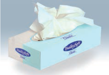 Auf einem Tisch steht eine Schachtel mit babyweichen Kosmetiktüchern.