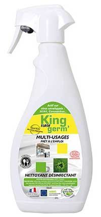 Eine Flasche King Germ Mehrzweck-Sprühreiniger auf weißem Hintergrund.