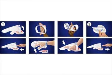 Eine Collage aus Bildern, die die Verwendung einer Zahnbürste zeigen.