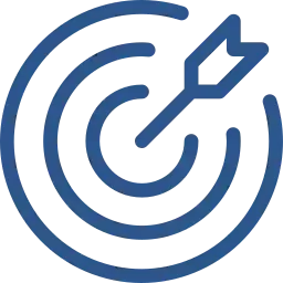 Un icono azul de un objetivo con una flecha en el centro.