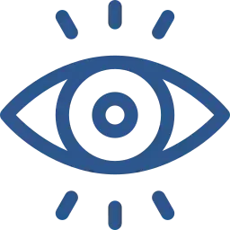 Un icono azul de un ojo con un círculo en el medio.