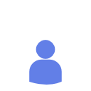Icône de profil utilisateur bleue avec une silhouette circulaire de la tête et des épaules sur fond blanc