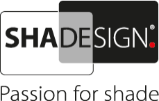 Das SHADESIGN-Logo in Schwarz, Weiß und Grau mit dem Slogan „Passion for shade“ darunter.