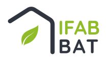 Logo : IFAB BAT, toit d'une maison avec feuille