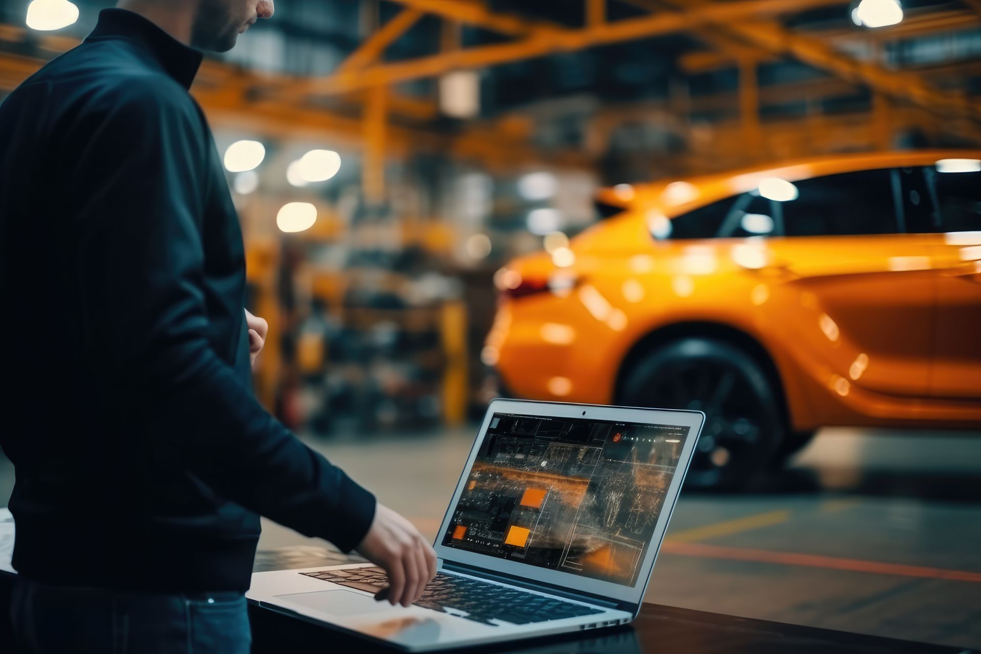 Test de performance d'une voiture orange