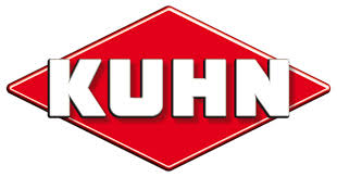KUHN-Logo: Weisser Schriftzug „KUHN“ innerhalb einer roten Raute.