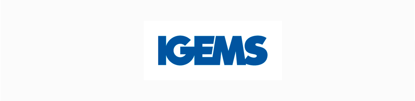 Das Logo von Igems ist blau und weiß auf weißem Hintergrund.