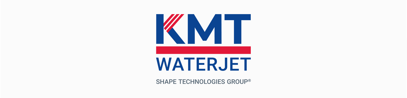 Ein kmt Waterjet-Logo auf weißem Hintergrund