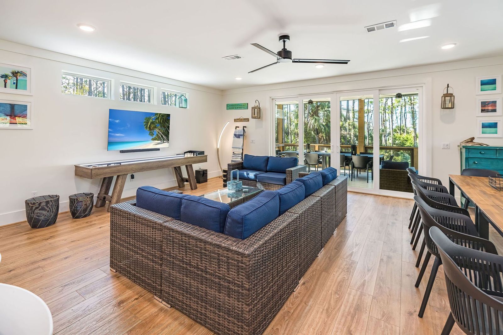 Warm, fully furnished living room managed by NH Home Team
