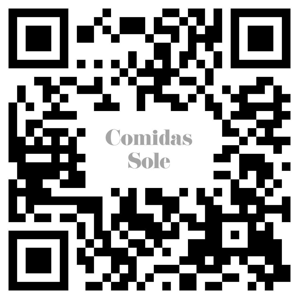 Un código QR en blanco y negro para comidas sole