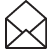 Un icono de sobre en blanco y negro sobre un fondo blanco.
