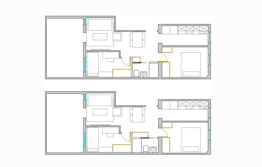 Dos planos de una casa sobre un fondo blanco.