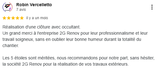 Avis google sur clôture avec occultant