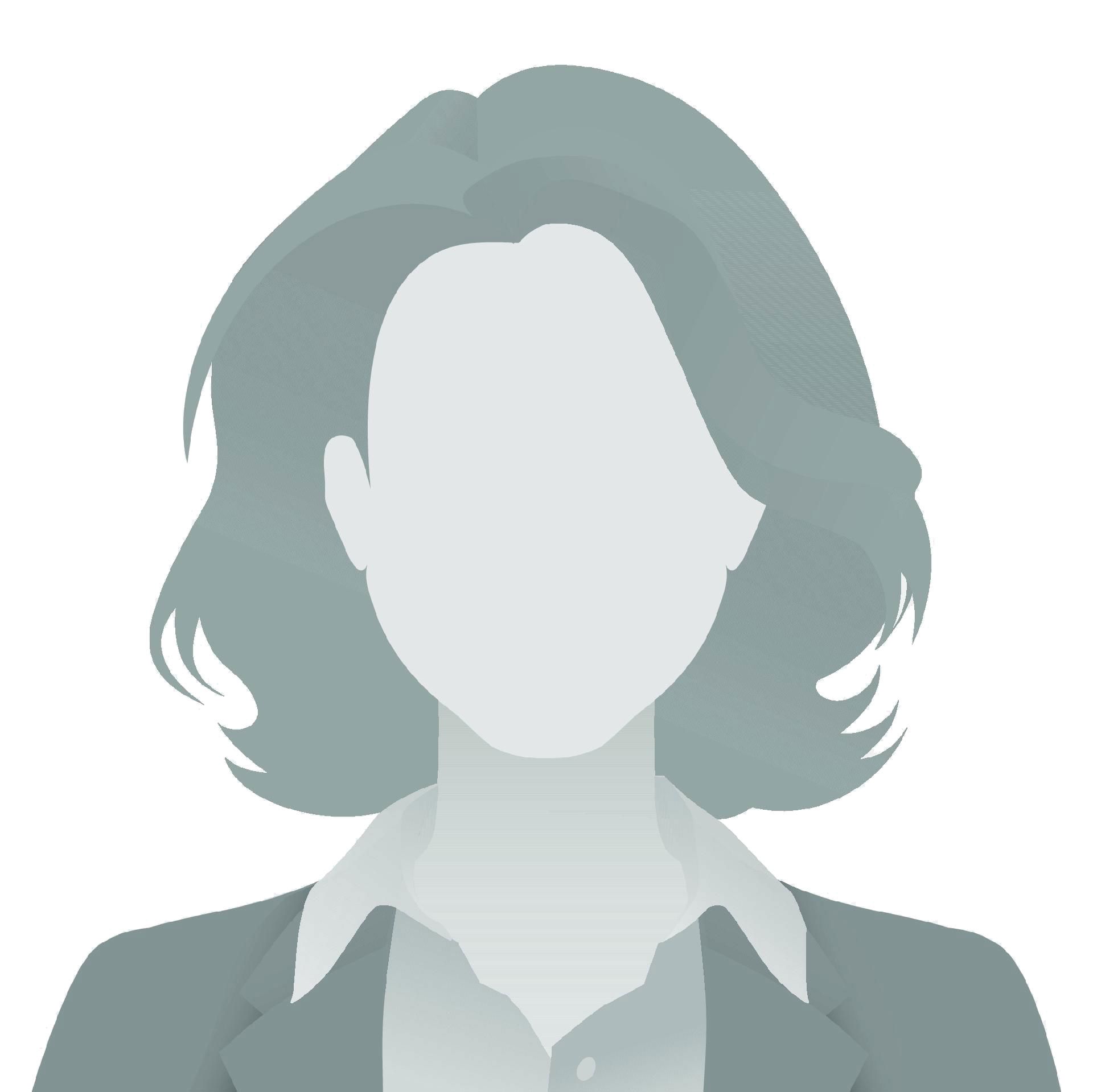 Graue Silhouette eines Frauenkopfs als Platzhalter für ein Profilbild oder Mitarbeiterfoto.