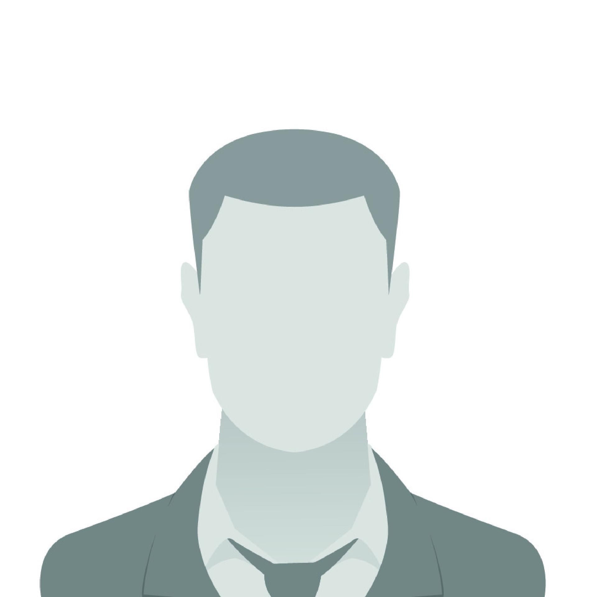 Graue Silhouette eines Herrenkopfs als Platzhalter für ein Profilbild oder Mitarbeiterfoto.