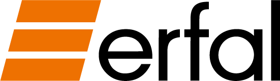 Eine Nahaufnahme des Wortes Erfal auf weißem Hintergrund