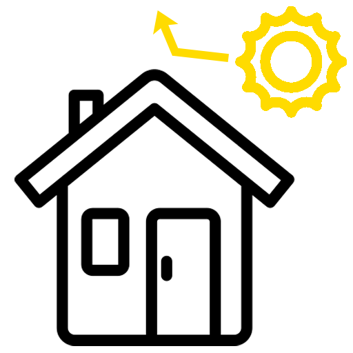 Ein Haus, durch dessen Dach die Sonne scheint.