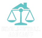 Eine blaue Waage mit einem Haus darauf.