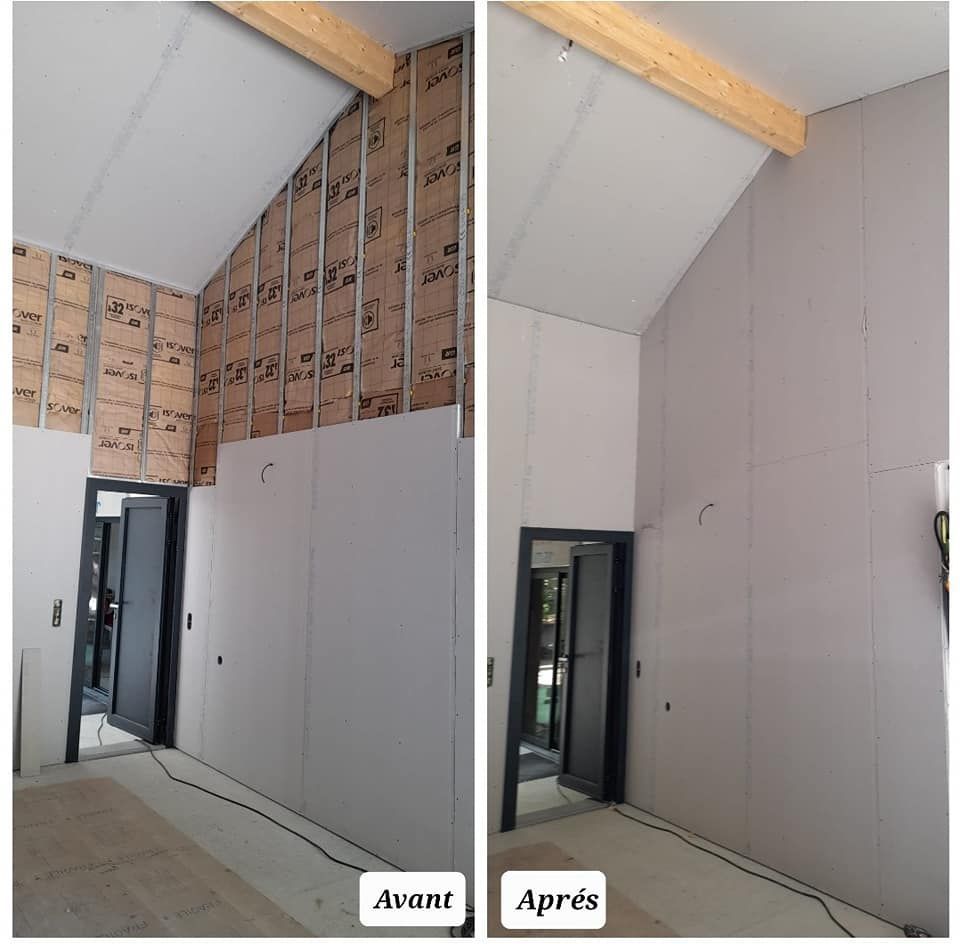 Travaux de plâtrerie avant et après