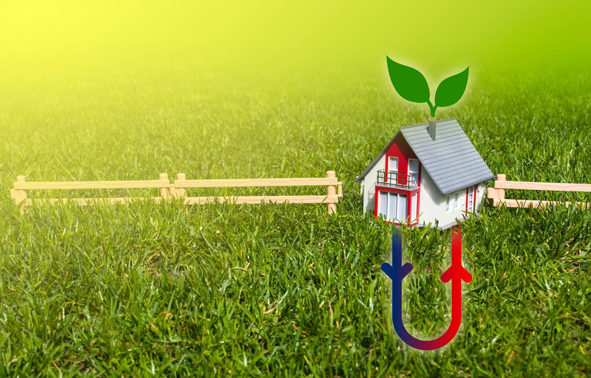 Illustration de maison utilisant la géothermie