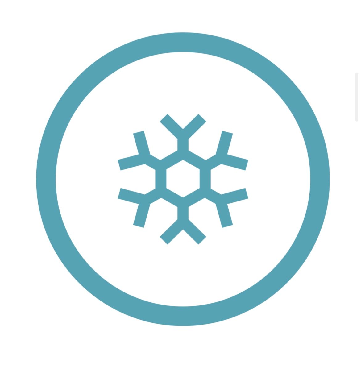 Blaues Schneeflockensymbol in einem blauen Kreis.