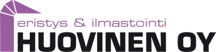 Eristys & Ilmastointi Huovinen Oy:n logo mustana ja violettina kiinteistönhallinta- ja huoltoyritykselle
