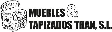 A black and white logo for muebles & tapizados tran s.l.