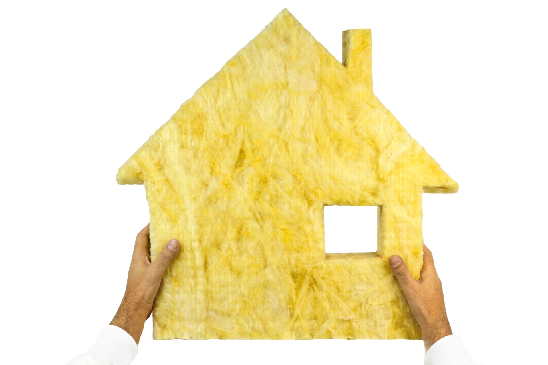 De la laine de verre en forme de maison.