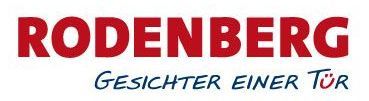 ein rot-weißes Logo für rodenberg gesichter einer Tür