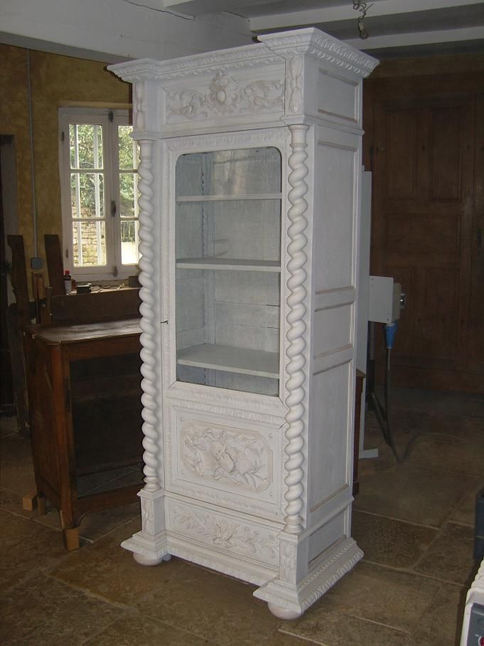 Petite étagère vitrée ancienne restaurée