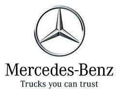 Mercedes Benz Trucks Sie können Logo auf weißem Hintergrund vertrauen