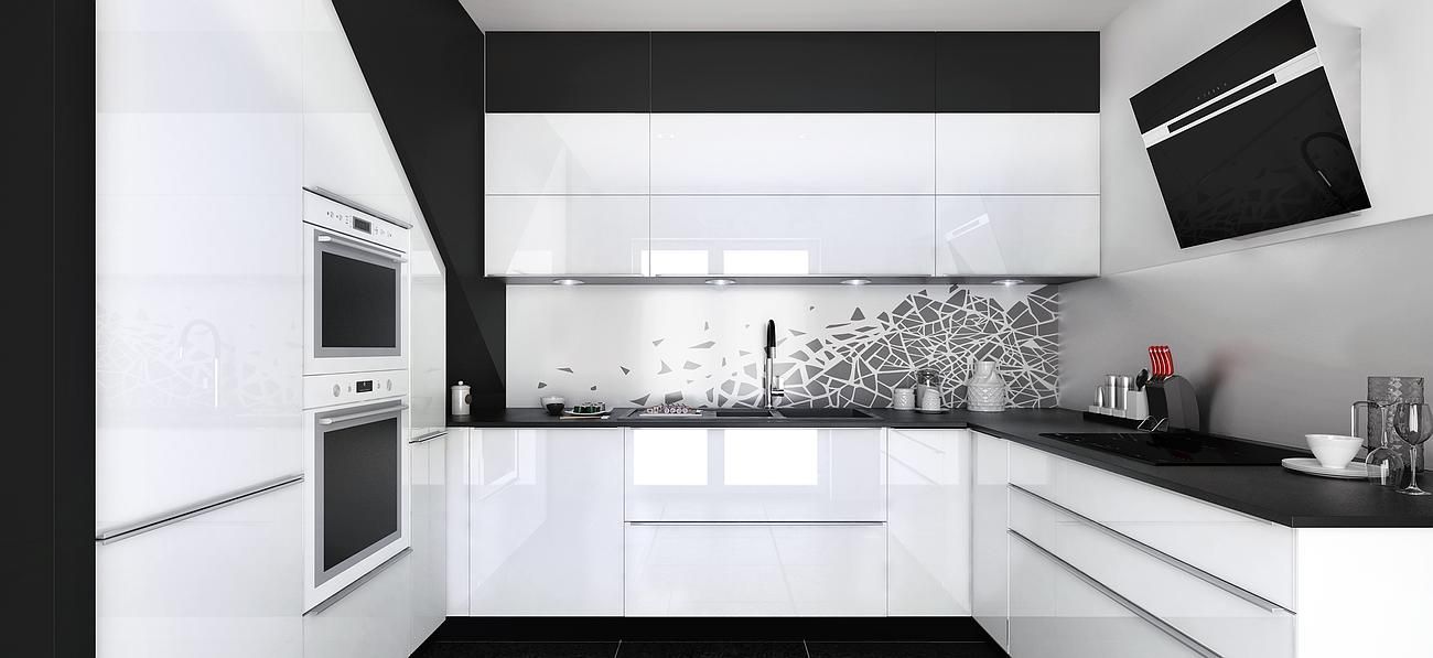 Une cuisine blanche et noire