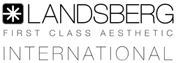 Ein schwarz-weißes Logo für Landsberg First Class Aesthetic International