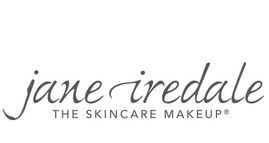 Das Logo für das Hautpflege-Make-up von Jane Iredale ist schwarz und weiß.